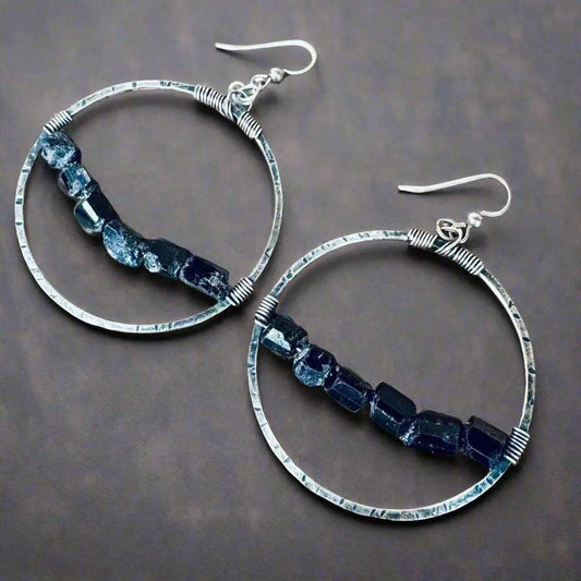 Black Tourmaline Hoop Earrings - Studio Athene Noctua