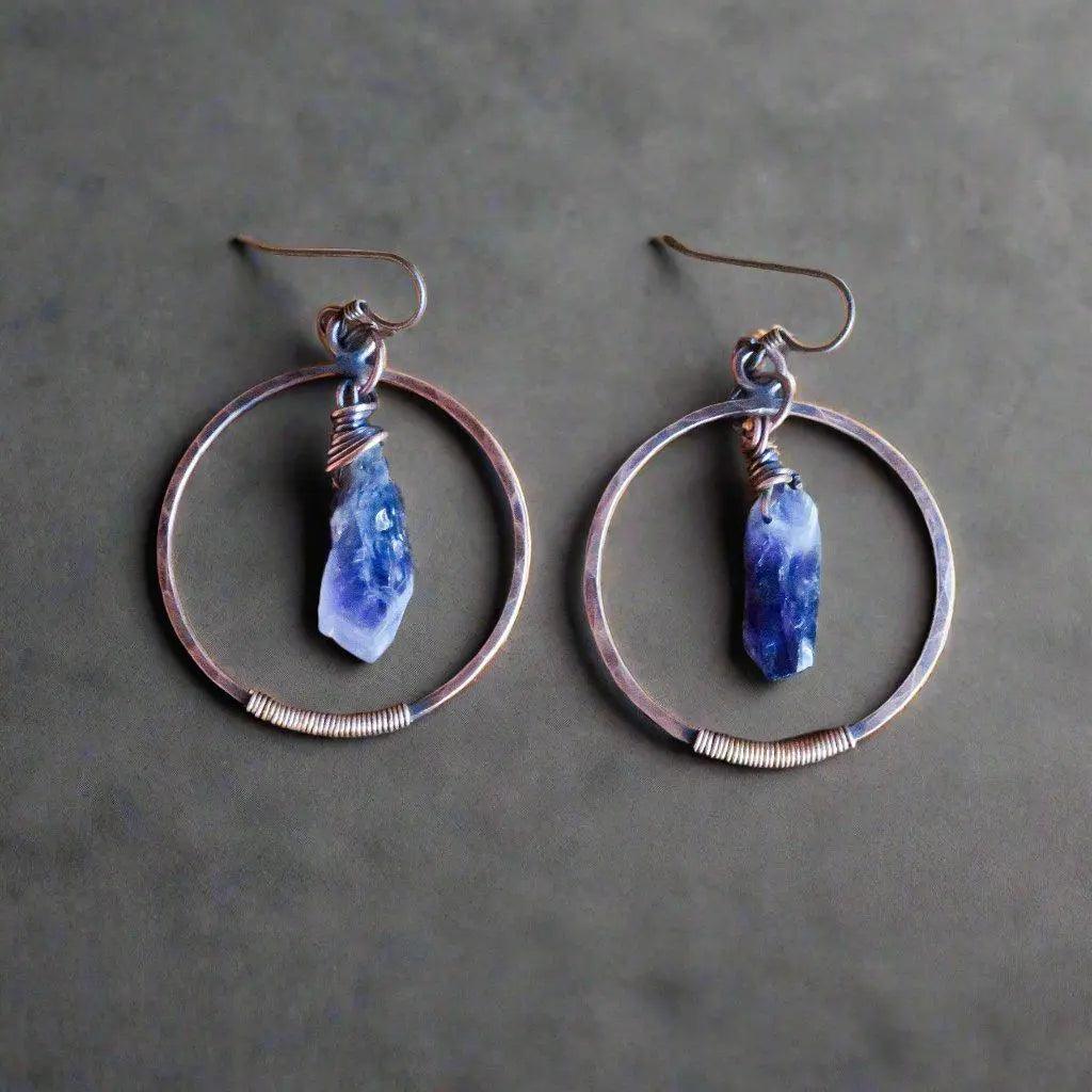 Raw Amethyst Hoop Earrings - Studio Athene Noctua