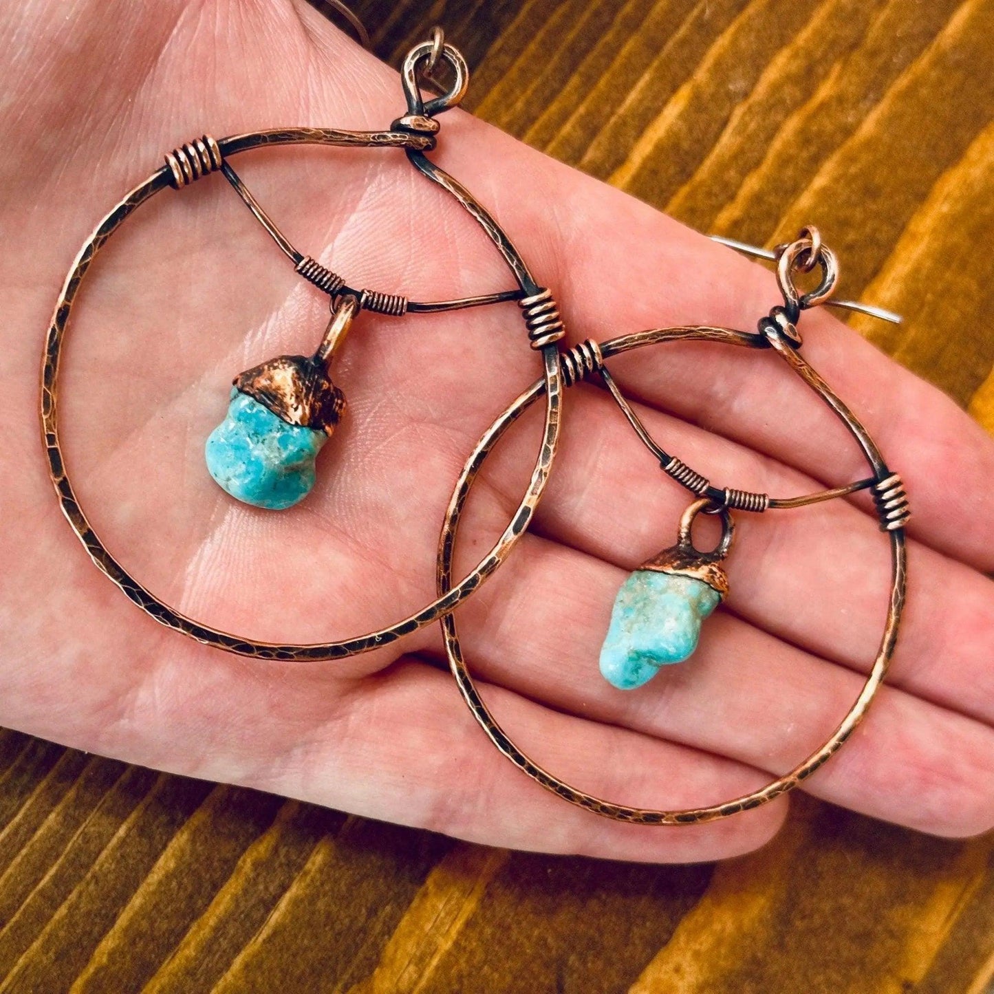 Raw Turquoise Statement Earrings - Studio Athene Noctua