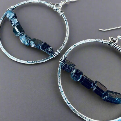 Black Tourmaline Hoop Earrings - Studio Athene Noctua