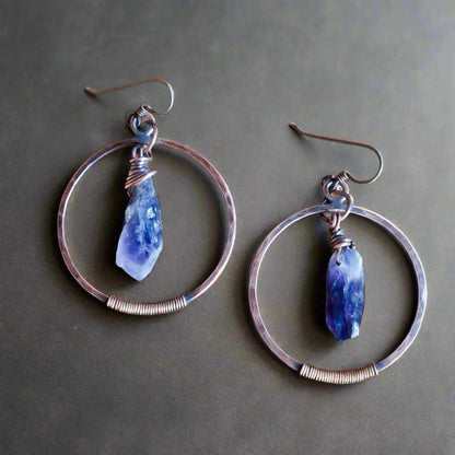 Raw Amethyst Hoop Earrings - Studio Athene Noctua
