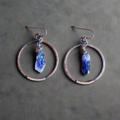 Raw Amethyst Hoop Earrings - Studio Athene Noctua