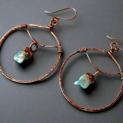 Raw Turquoise Statement Earrings - Studio Athene Noctua